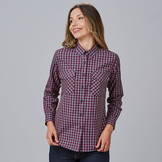 Camisa Senhora Xadrez Caterina-Xadrez Vermelho - 296-XS-RAG-Tailors-Fardas-e-Uniformes-Vestuario-Pro