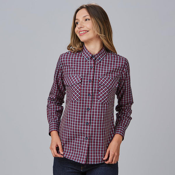 Camisa Senhora Xadrez Caterina-Xadrez Vermelho - 296-XS-RAG-Tailors-Fardas-e-Uniformes-Vestuario-Pro