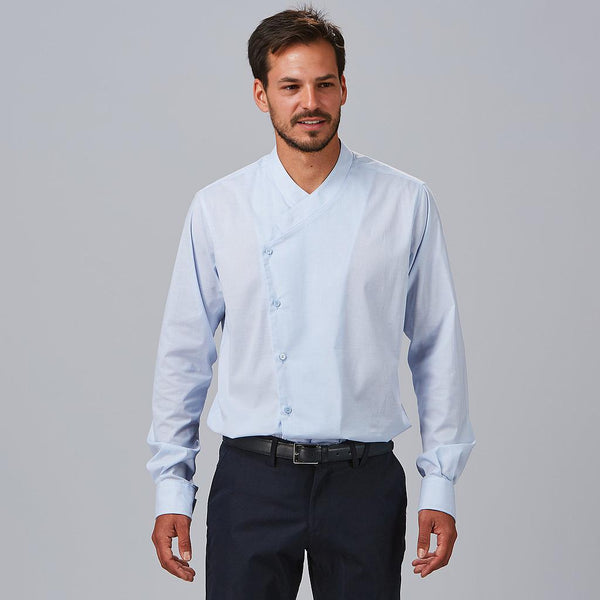 Camisa Slim Fit Homem Fil a Fil Marcello-Azul Claro-107-XS-RAG-Tailors-Fardas-e-Uniformes-Vestuario-Pro