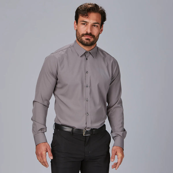 Camisa Slim Fit Moledo para Homem-CInza - 109-XS-RAG-Tailors-Fardas-e-Uniformes-Vestuario-Pro