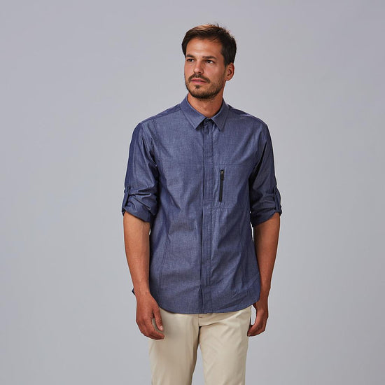 Camisa Slim Fit para Homens com Fechos de Correr-Azul-marinho-104-38-RAG-Tailors-Fardas-e-Uniformes-Vestuario-Pro