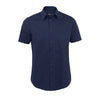 Camisa Stretch de Manga Curta para Homem BROADWAY-Azul Escuro - 228-S-RAG-Tailors-Fardas-e-Uniformes-Vestuario-Pro