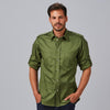 Camisa Unissexo Slim Fit Manga Roll Up Michele-Verde Caqui-149-38-RAG-Tailors-Fardas-e-Uniformes-Vestuario-Pro