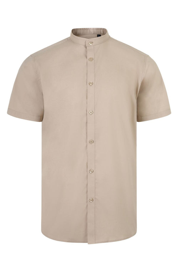 Camisa de Homem Gola Padre Stretch Manga Curta-Bege Claro - 47-S-RAG-Tailors-Fardas-e-Uniformes-Vestuario-Pro