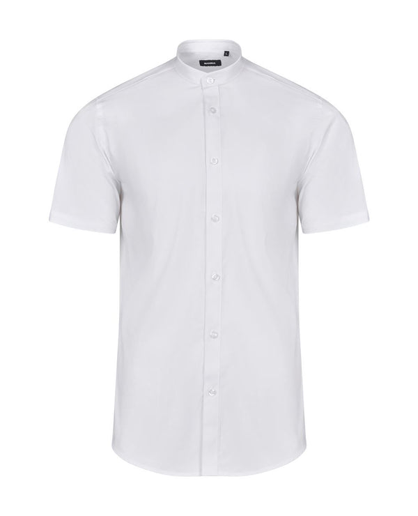 Camisa de Homem Gola Padre Stretch Manga Curta-Branco-S-RAG-Tailors-Fardas-e-Uniformes-Vestuario-Pro