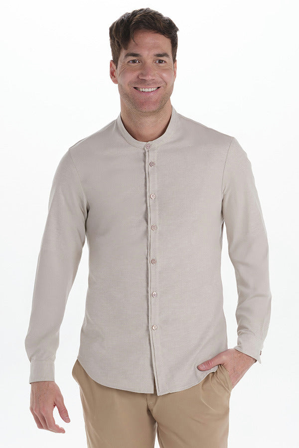 Camisa de Homem com Gola Mao-Bege - 832-XS / (SP)-RAG-Tailors-Fardas-e-Uniformes-Vestuario-Pro