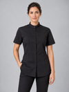 Camisa de Mulher Gola Padre Stretch Manga Curta-Preto - 00-XS-RAG-Tailors-Fardas-e-Uniformes-Vestuario-Pro