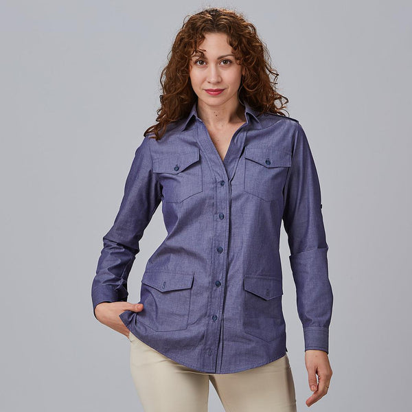 Camisa de Senhora com Manga Dobrável Daniela-Azul Marinho - 104-XS-RAG-Tailors-Fardas-e-Uniformes-Vestuario-Pro