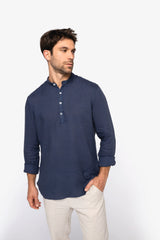 Linen shirt with eco design and priest collar
