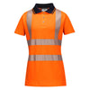 Camisa pólo Hi-Vis para mulher em algodão Comfort Pro S/S-Laranja/Preto-L-RAG-Tailors-Fardas-e-Uniformes-Vestuario-Pro