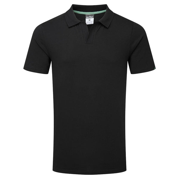 Camisola pólo reciclável de algodão orgânico-Preto-S-RAG-Tailors-Fardas-e-Uniformes-Vestuario-Pro