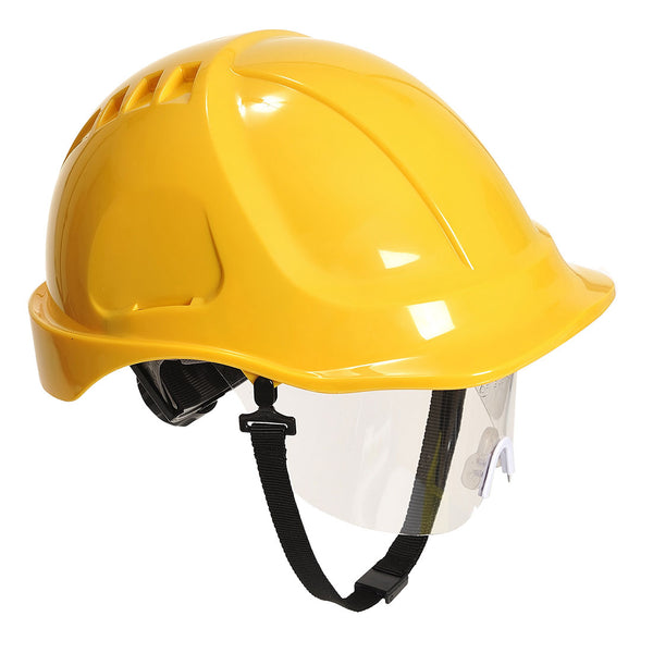 Capacete de Segurança Endurance Plus com Viseira Retrátil Incolor (PW54)-Amarelo-Único-RAG-Tailors-Fardas-e-Uniformes-Vestuario-Pro