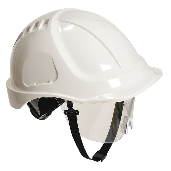 Capacete de Segurança Endurance Plus com Viseira Retrátil Incolor (PW54)-Branco-Único-RAG-Tailors-Fardas-e-Uniformes-Vestuario-Pro