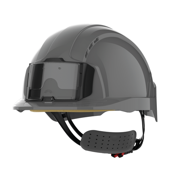 Capacete de Segurança com Porta-crachá Ventilado e Fecho de Cremalheira-Cinzento-Único-RAG-Tailors-Fardas-e-Uniformes-Vestuario-Pro