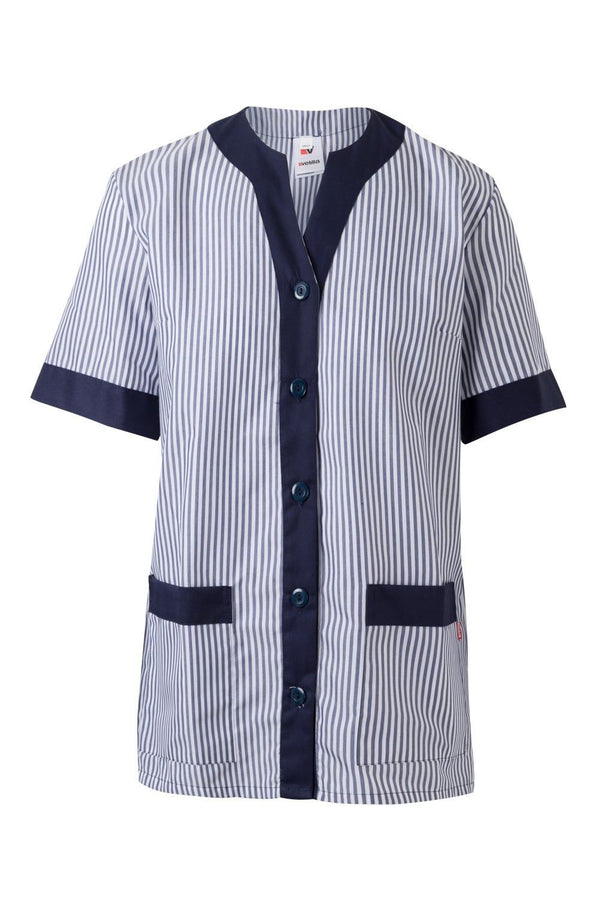 Casaco Às Riscas de Manga Curta de Mulher-Azul Marinho-XS-RAG-Tailors-Fardas-e-Uniformes-Vestuario-Pro