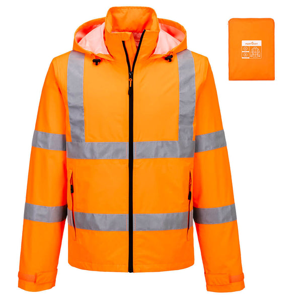 Casaco Hi-Vis Leve e Empacotável-Laranja-S-RAG-Tailors-Fardas-e-Uniformes-Vestuario-Pro