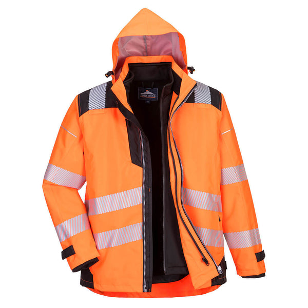 Casaco PW3 Hi-Vis 3 em 1-Laranja/Preto-XS-RAG-Tailors-Fardas-e-Uniformes-Vestuario-Pro