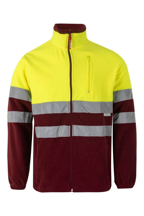 Casaco Polar Bicolor de Alta Visibilidade-GRENÁ/AMARELO FLUORESCENTE - 18/20-XS-RAG-Tailors-Fardas-e-Uniformes-Vestuario-Pro