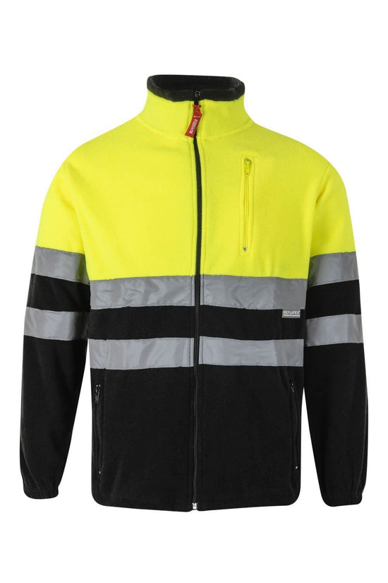 Casaco Polar Bicolor de Alta Visibilidade-PRETO/FLUOR AMARELO - 00/20-XS-RAG-Tailors-Fardas-e-Uniformes-Vestuario-Pro