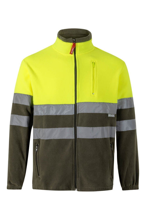 Casaco Polar Bicolor de Alta Visibilidade-VERDE CAÇA/AMARELO FLUORESCENTE - 03/20-XS-RAG-Tailors-Fardas-e-Uniformes-Vestuario-Pro