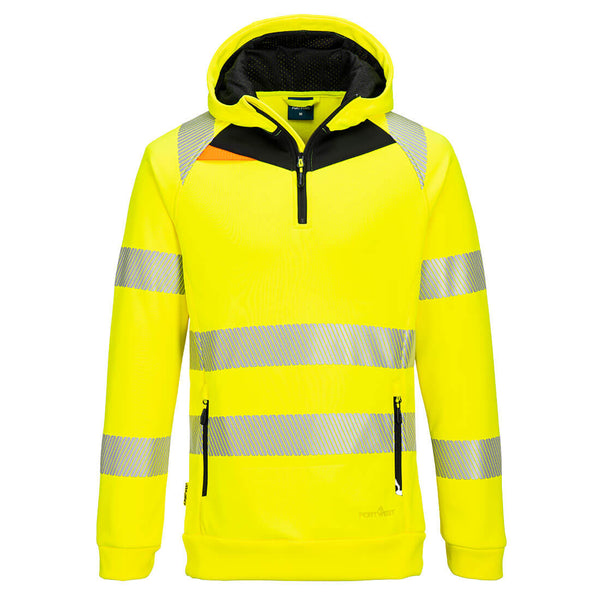 Casaco com capuz DX4 Hi-Vis 1/4 Zip-Amarelo/Preto-S-RAG-Tailors-Fardas-e-Uniformes-Vestuario-Pro