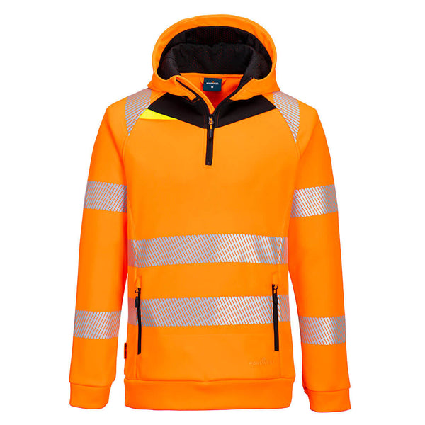Casaco com capuz DX4 Hi-Vis 1/4 Zip-Laranja/Preto-S-RAG-Tailors-Fardas-e-Uniformes-Vestuario-Pro
