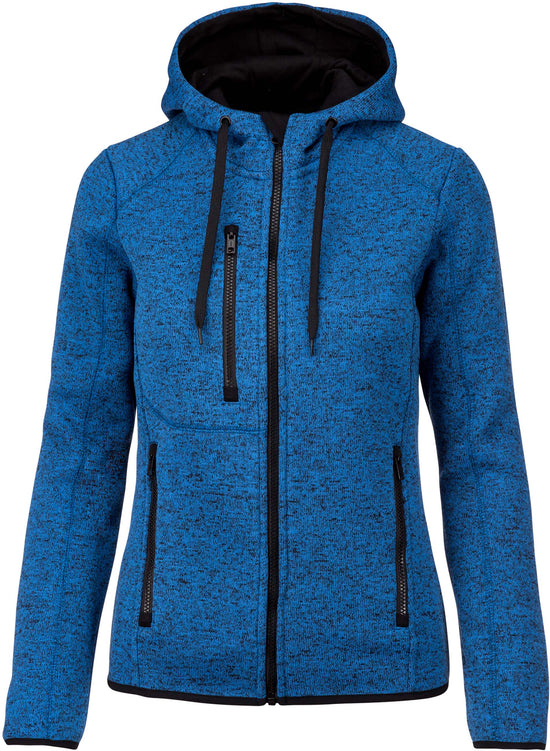 Casaco com capuz de senhora malha mesclada-Light Royal Azul Mélange-S-RAG-Tailors-Fardas-e-Uniformes-Vestuario-Pro