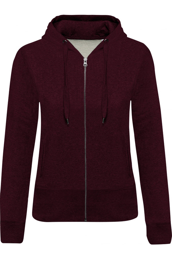 Casaco sweatshirt BIO de senhora com capuz-Wine Heather-XS-RAG-Tailors-Fardas-e-Uniformes-Vestuario-Pro