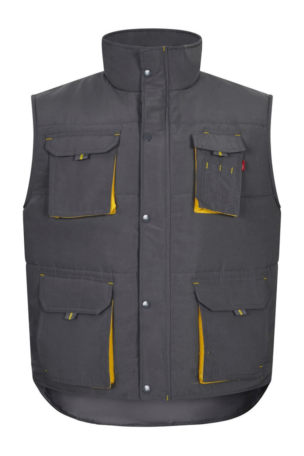 Colete Acolchoado Bicolor Multibolsos-Cinza/Amarelo - 08/17-S-RAG-Tailors-Fardas-e-Uniformes-Vestuario-Pro