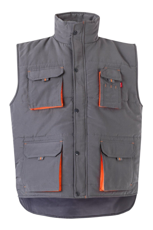 Colete Acolchoado Bicolor Multibolsos-Cinza/Laranja-S-RAG-Tailors-Fardas-e-Uniformes-Vestuario-Pro
