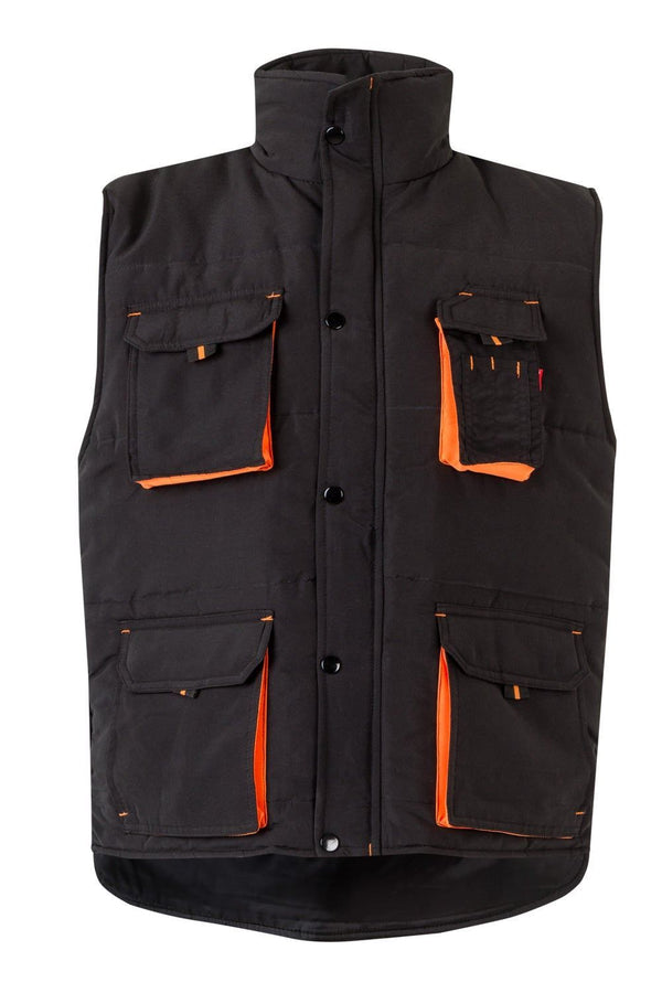 Colete Acolchoado Bicolor Multibolsos-Preto/Laranja-S-RAG-Tailors-Fardas-e-Uniformes-Vestuario-Pro