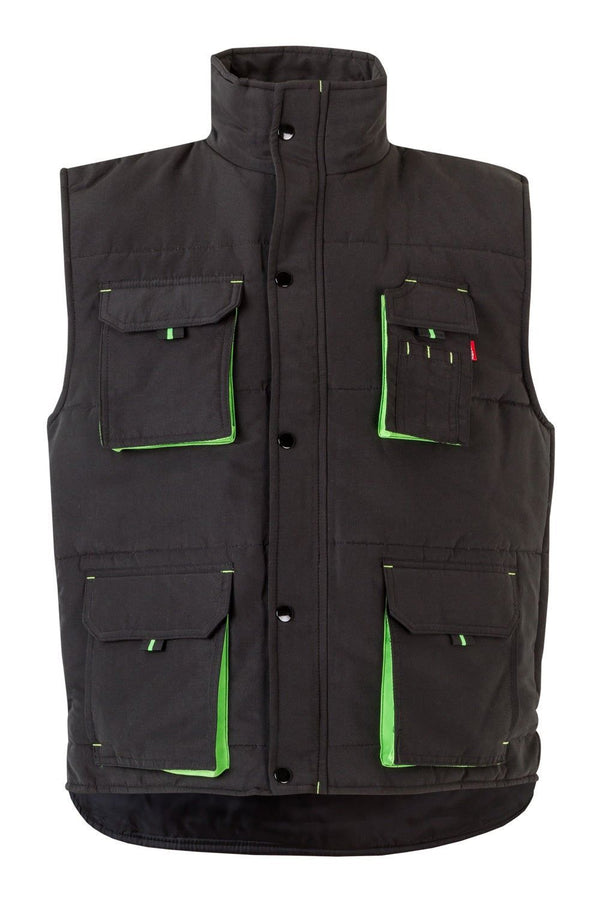 Colete Acolchoado Bicolor Multibolsos-Preto/Verde Lima-S-RAG-Tailors-Fardas-e-Uniformes-Vestuario-Pro