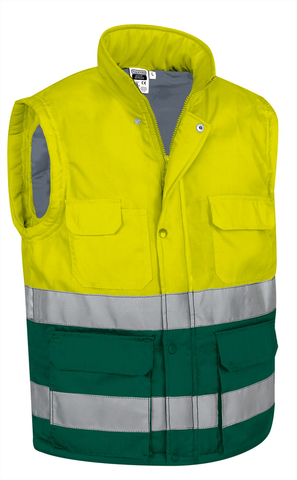 Colete Acolchoado de Alta Visibilidade Abakan-Amarelo Flúor / Verde Garrafa-XL-RAG-Tailors-Fardas-e-Uniformes-Vestuario-Pro
