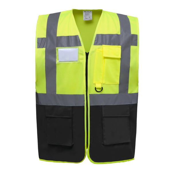 Colete Alta-Visibilidade c/ Bolsos BICOLOR-Amarelo/Preto-S-RAG-Tailors-Fardas-e-Uniformes-Vestuario-Pro
