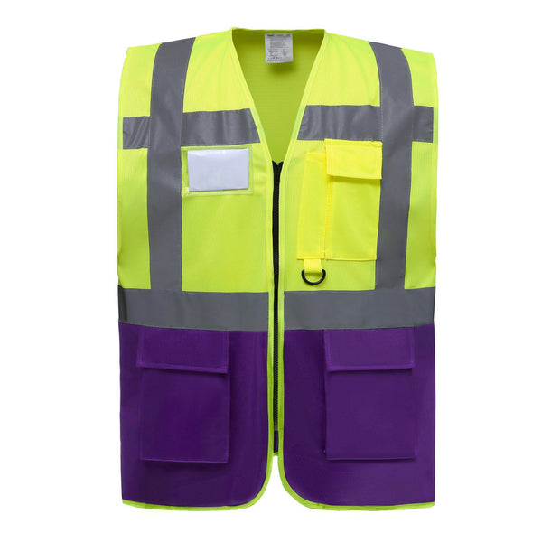 Colete Alta-Visibilidade c/ Bolsos BICOLOR-Amarelo/Roxo-S-RAG-Tailors-Fardas-e-Uniformes-Vestuario-Pro