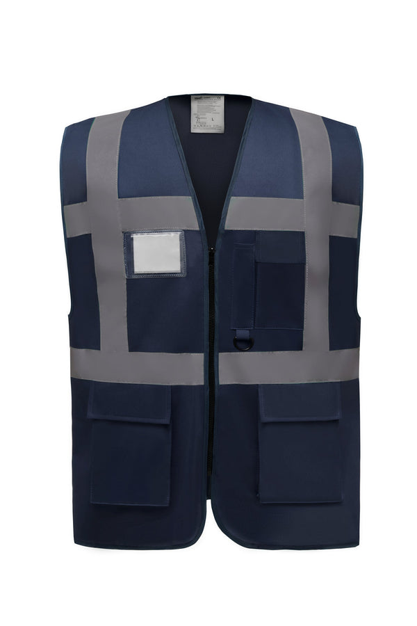 Colete Alta-Visibilidade c/ Bolsos BICOLOR-Azul Marinho-S-RAG-Tailors-Fardas-e-Uniformes-Vestuario-Pro