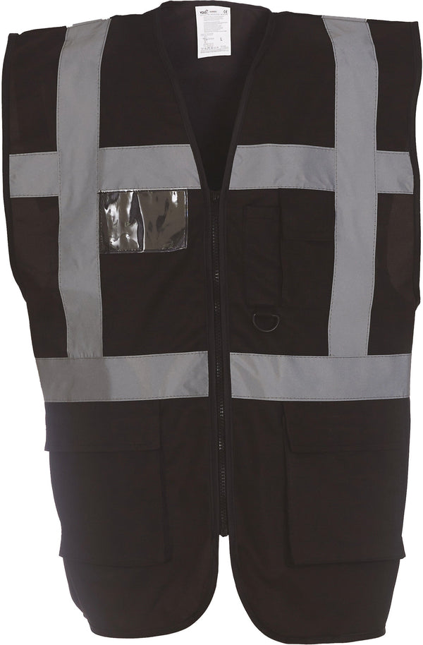 Colete Alta-Visibilidade c/ Bolsos BICOLOR-Preto-S-RAG-Tailors-Fardas-e-Uniformes-Vestuario-Pro