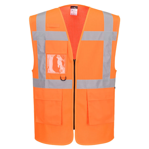 Colete Executivo Essential em Malha de Alta Visibilidade-Laranja-XS-RAG-Tailors-Fardas-e-Uniformes-Vestuario-Pro