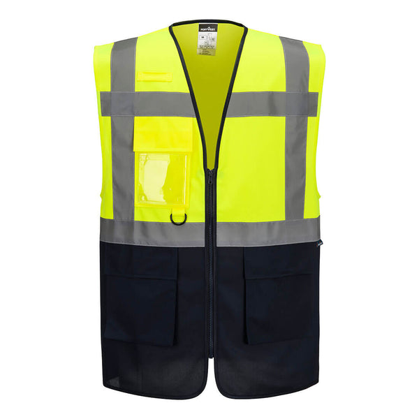 Colete Executivo de Contraste de Alta Visibilidade Essential-Amarelo/marinho-XS-RAG-Tailors-Fardas-e-Uniformes-Vestuario-Pro