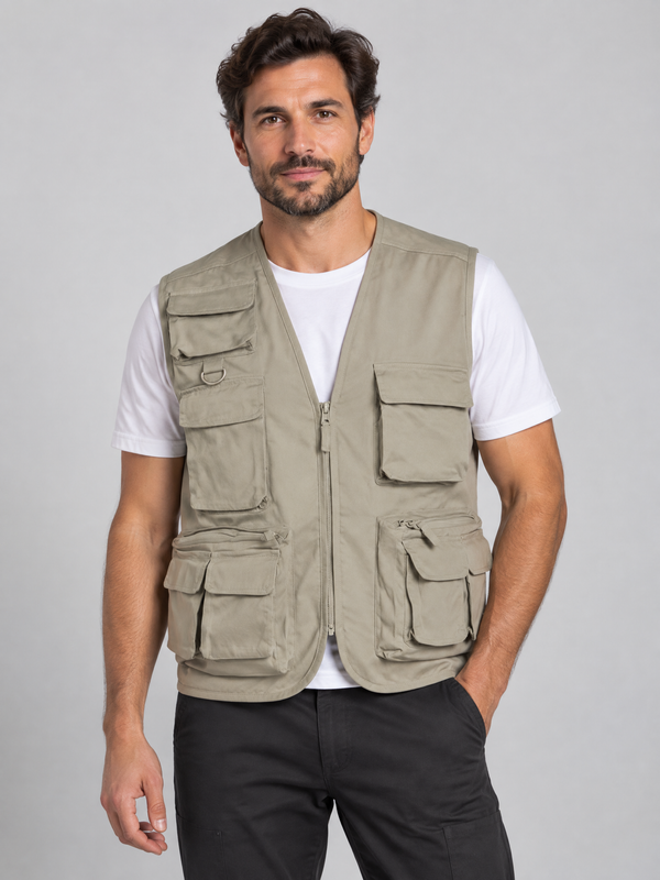 Colete Multibolsos Selva-Bege Areia-S-RAG-Tailors-Fardas-e-Uniformes-Vestuario-Pro