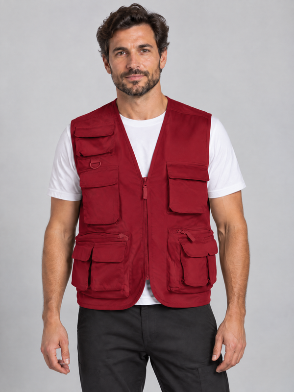 Colete Multibolsos Selva-Vermelho-S-RAG-Tailors-Fardas-e-Uniformes-Vestuario-Pro