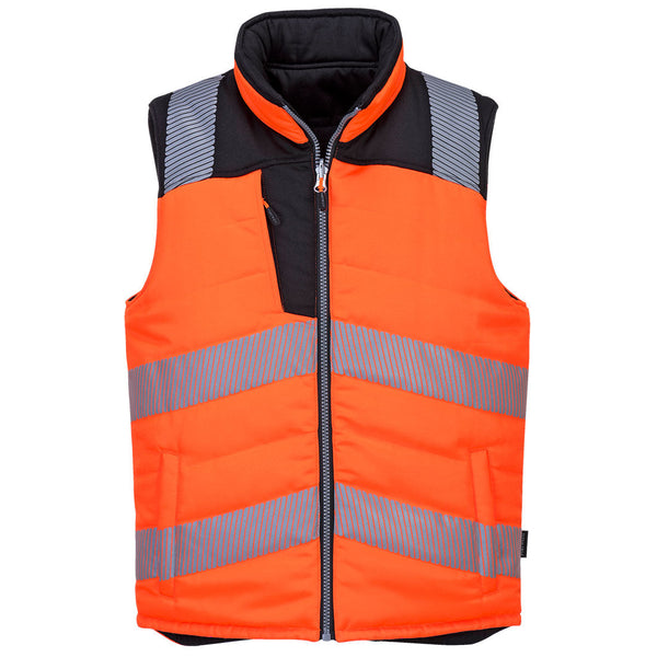 Colete acolchoado reversível PW3 alta visibilidade-Laranja/Preto-XS-RAG-Tailors-Fardas-e-Uniformes-Vestuario-Pro