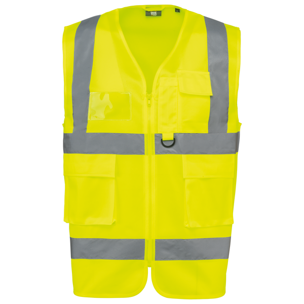 Colete de Alta Visibilidade Reciclado com Fecho Unissexo-Amarelo Fluorescente-XS-RAG-Tailors-Fardas-e-Uniformes-Vestuario-Pro