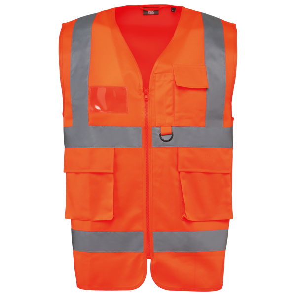 Colete de Alta Visibilidade Reciclado com Fecho Unissexo-Laranja Fluorescente-XS-RAG-Tailors-Fardas-e-Uniformes-Vestuario-Pro