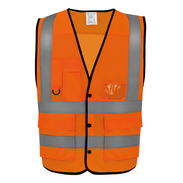 Colete de Alta Visibilidade com Molas de Pressão Eco Superior-Laranja Fluorescente-S-RAG-Tailors-Fardas-e-Uniformes-Vestuario-Pro