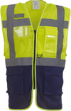 Colete de alta visibilidade Top Cool “Management”-Hi Vis Amarelo / Azul Marinho Azul-S-RAG-Tailors-Fardas-e-Uniformes-Vestuario-Pro