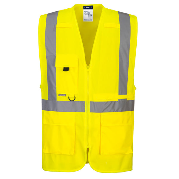 Colete executivo Hi-Vis com bolso para tablet.-Amarelo-S-RAG-Tailors-Fardas-e-Uniformes-Vestuario-Pro