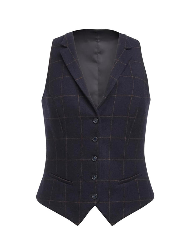 Colete feminino Greenville-Navy Check-XS (XSM)-RAG-Tailors-Fardas-e-Uniformes-Vestuario-Pro