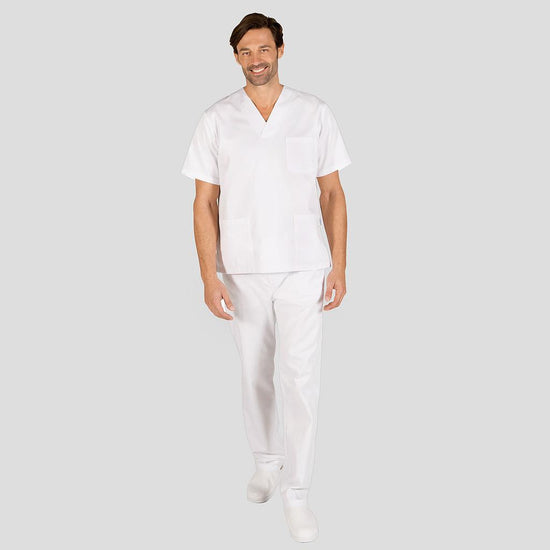 Conjunto Pijama Cirúrgico Unissexo Palermo-Branco-XXS-RAG-Tailors-Fardas-e-Uniformes-Vestuario-Pro