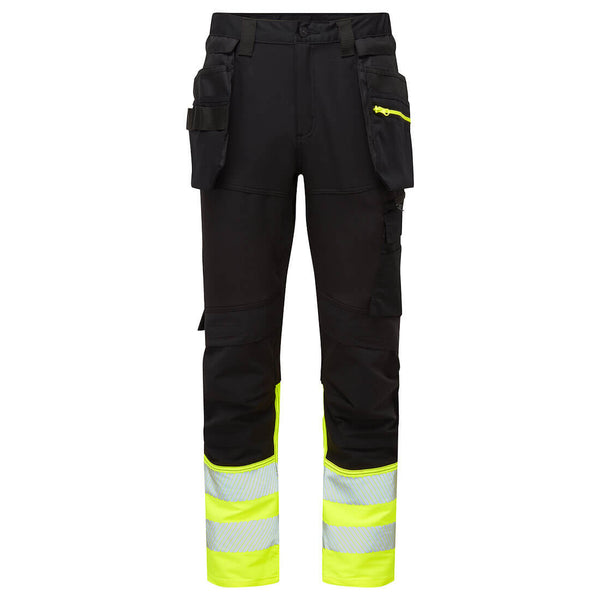 DX4 Calças de artesanato de bolso com coldre amovível de alta visibilidade de classe 1-Amarelo/Preto-UK28" DE44 FR36 EU42-RAG-Tailors-Fardas-e-Uniformes-Vestuario-Pro